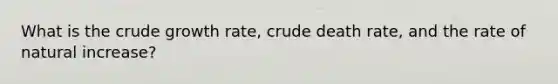 What is the crude growth rate, crude death rate, and the rate of natural increase?