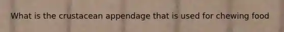 What is the crustacean appendage that is used for chewing food