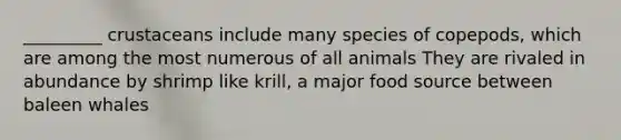 _________ crustaceans include many species of copepods, which are among the most numerous of all animals They are rivaled in abundance by shrimp like krill, a major food source between baleen whales