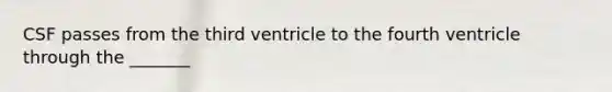 CSF passes from the third ventricle to the fourth ventricle through the _______