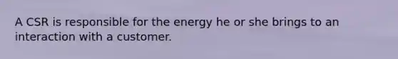 A CSR is responsible for the energy he or she brings to an interaction with a customer.