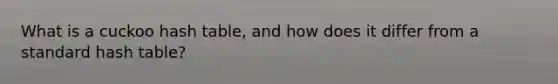 What is a cuckoo hash table, and how does it differ from a standard hash table?