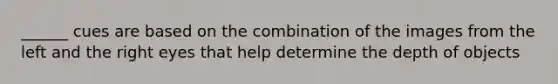 ______ cues are based on the combination of the images from the left and the right eyes that help determine the depth of objects