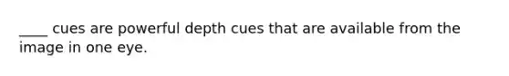 ____ cues are powerful depth cues that are available from the image in one eye.