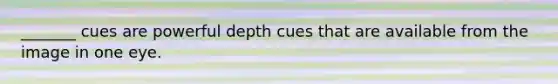 _______ cues are powerful depth cues that are available from the image in one eye.