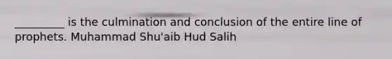 _________ is the culmination and conclusion of the entire line of prophets. Muhammad Shu'aib Hud Salih