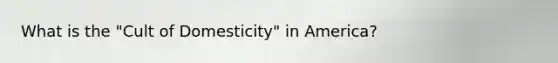 What is the "Cult of Domesticity" in America?