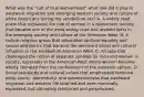 What was the "cult of true womanhood" what role did it play in westward migration and emerging western society and culture of white Americans during the antebellum era? A. A widely read poem that explained the role of women in a democratic society that became one of the most widely read and revered texts in the emerging society and culture of the American West. B. A radical religious group that advocated spiritual equality and sexual abstinence that became the dominant social and cultural influence in the antebellum American West. C. An idea that challenged the notion of separate spheres for men and women in society, especially in the American West where women became wholly liberated from the confinement of the domestic sphere. D. Social standards and cultural values that emphasized feminine piety, purity, domesticity, and submissiveness that westward migration and western life strained and even nominally expanded, but ultimately reinforced and perpetuated.