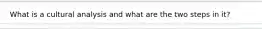 What is a cultural analysis and what are the two steps in it?