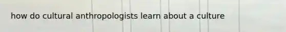 how do cultural anthropologists learn about a culture