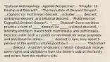 *Cultural Anthropology - Applied Perspective*... *Chapter 10: Kinship and Descent*... *The Formation of Descent Groups*... ...cognatic (or multilinear) descent... includes _____ descent, ambilineal descent, and bilateral descent... *Multilineal [or Cognatic] Descent Groups*... *_____ Descent* Some societies practice a form of _____ descent (or _____ unilineal descent), whereby kinship is traced both matrilineally and patrilineally... Descent under such a system is matrilineal for some purposes and patrilineal for others... _____ descent is rare; only about 5 percent of the world's cultures practice it. --------------- *Definition* _____ descent - A system of descent in which individuals receive some rights and obligations from the father's side of the family and others from the mother's side.