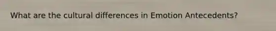 What are the cultural differences in Emotion Antecedents?