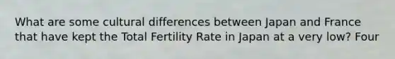 What are some cultural differences between Japan and France that have kept the Total Fertility Rate in Japan at a very low? Four