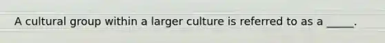 A cultural group within a larger culture is referred to as a _____.