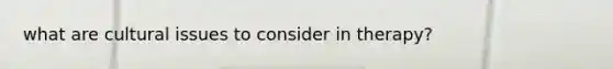 what are cultural issues to consider in therapy?