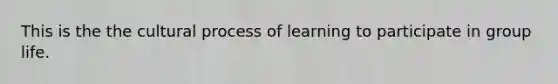 This is the the cultural process of learning to participate in group life.