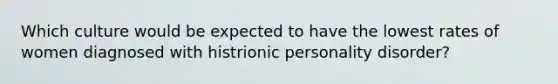 Which culture would be expected to have the lowest rates of women diagnosed with histrionic personality disorder?