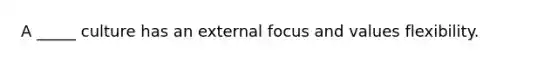 A _____ culture has an external focus and values flexibility.