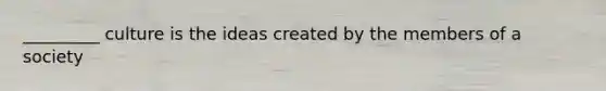 _________ culture is the ideas created by the members of a society