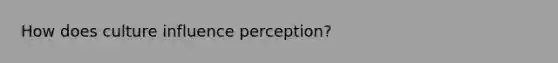 How does culture influence perception?