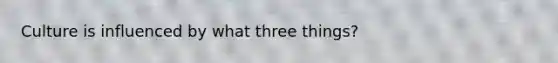 Culture is influenced by what three things?