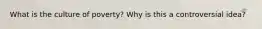 What is the culture of poverty? Why is this a controversial idea?