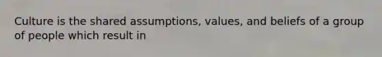 Culture is the shared assumptions, values, and beliefs of a group of people which result in