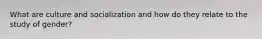 What are culture and socialization and how do they relate to the study of gender?