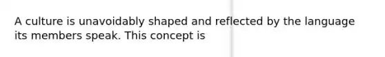 A culture is unavoidably shaped and reflected by the language its members speak. This concept is