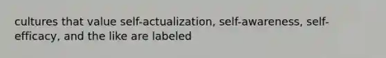 cultures that value self-actualization, self-awareness, self-efficacy, and the like are labeled