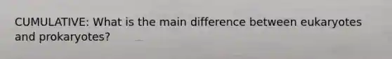 CUMULATIVE: What is the main difference between eukaryotes and prokaryotes?