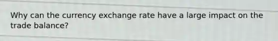 Why can the currency exchange rate have a large impact on the trade balance?