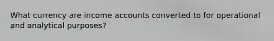 What currency are income accounts converted to for operational and analytical purposes?