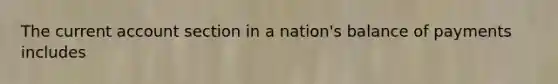 The current account section in a nation's balance of payments includes