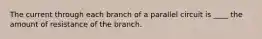 The current through each branch of a parallel circuit is ____ the amount of resistance of the branch.