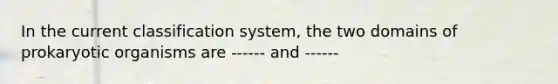 In the current classification system, the two domains of prokaryotic organisms are ------ and ------