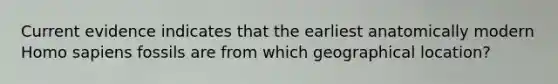 Current evidence indicates that the earliest anatomically modern Homo sapiens fossils are from which geographical location?