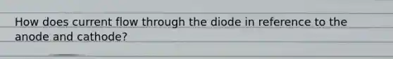 How does current flow through the diode in reference to the anode and cathode?