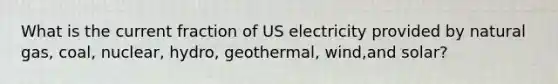 What is the current fraction of US electricity provided by natural gas, coal, nuclear, hydro, geothermal, wind,and solar?