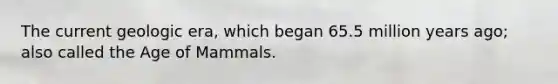 The current geologic era, which began 65.5 million years ago; also called the Age of Mammals.