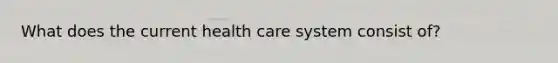 What does the current health care system consist of?