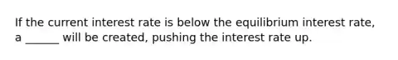 If the current interest rate is below the equilibrium interest rate, a ______ will be created, pushing the interest rate up.