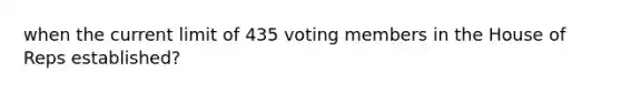 when the current limit of 435 voting members in the House of Reps established?