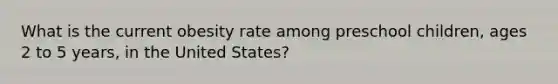 What is the current obesity rate among preschool children, ages 2 to 5 years, in the United States?