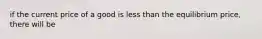 if the current price of a good is less than the equilibrium price, there will be