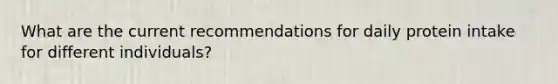What are the current recommendations for daily protein intake for different individuals?