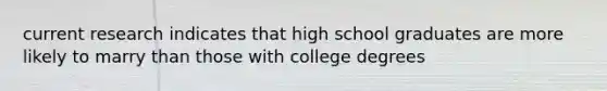 current research indicates that high school graduates are more likely to marry than those with college degrees