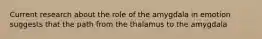 Current research about the role of the amygdala in emotion suggests that the path from the thalamus to the amygdala