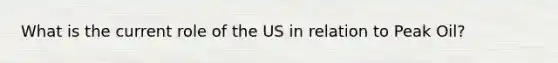 What is the current role of the US in relation to Peak Oil?