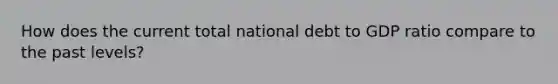 How does the current total national debt to GDP ratio compare to the past levels?